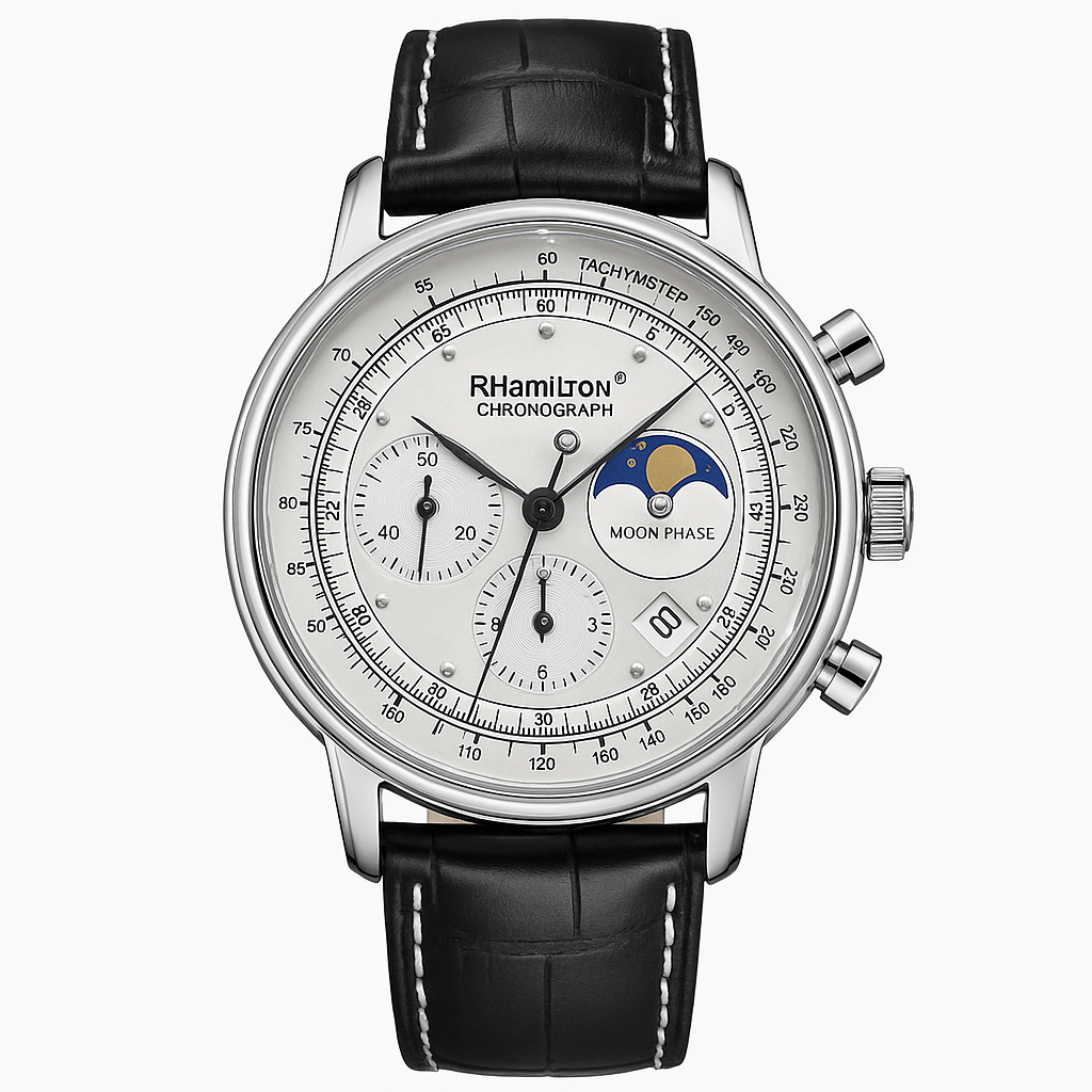 Relógio Masculino de Couro Hanhilton Cronograph