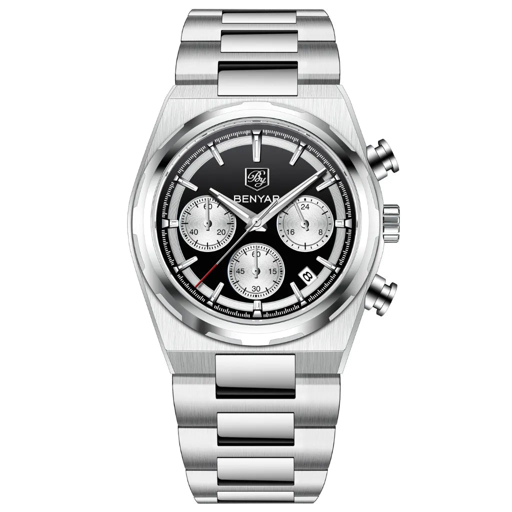 Relógio Prata Masculino Benyar™ Cronógrafo