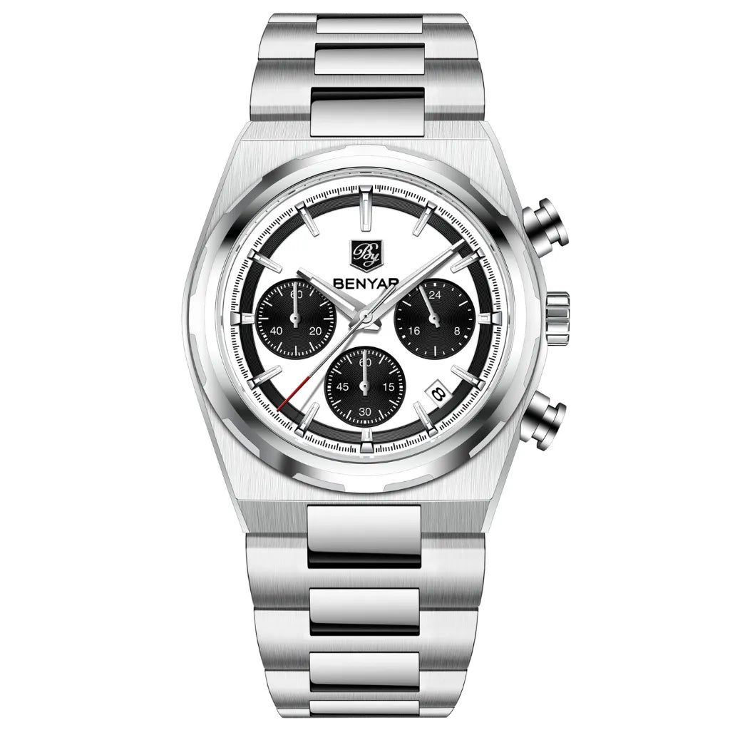 Relógio Prata Masculino Benyar™ Cronógrafo