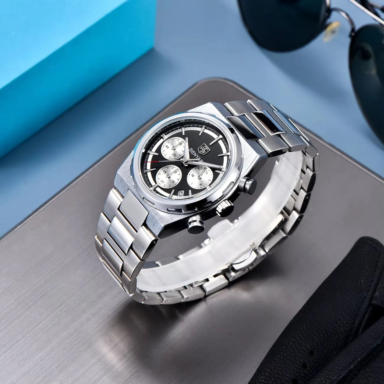 Relógio Prata Masculino Benyar™ Cronógrafo