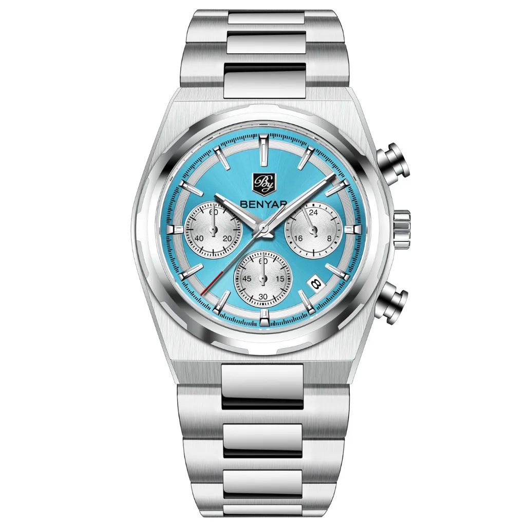 Relógio Prata Masculino Benyar™ Cronógrafo