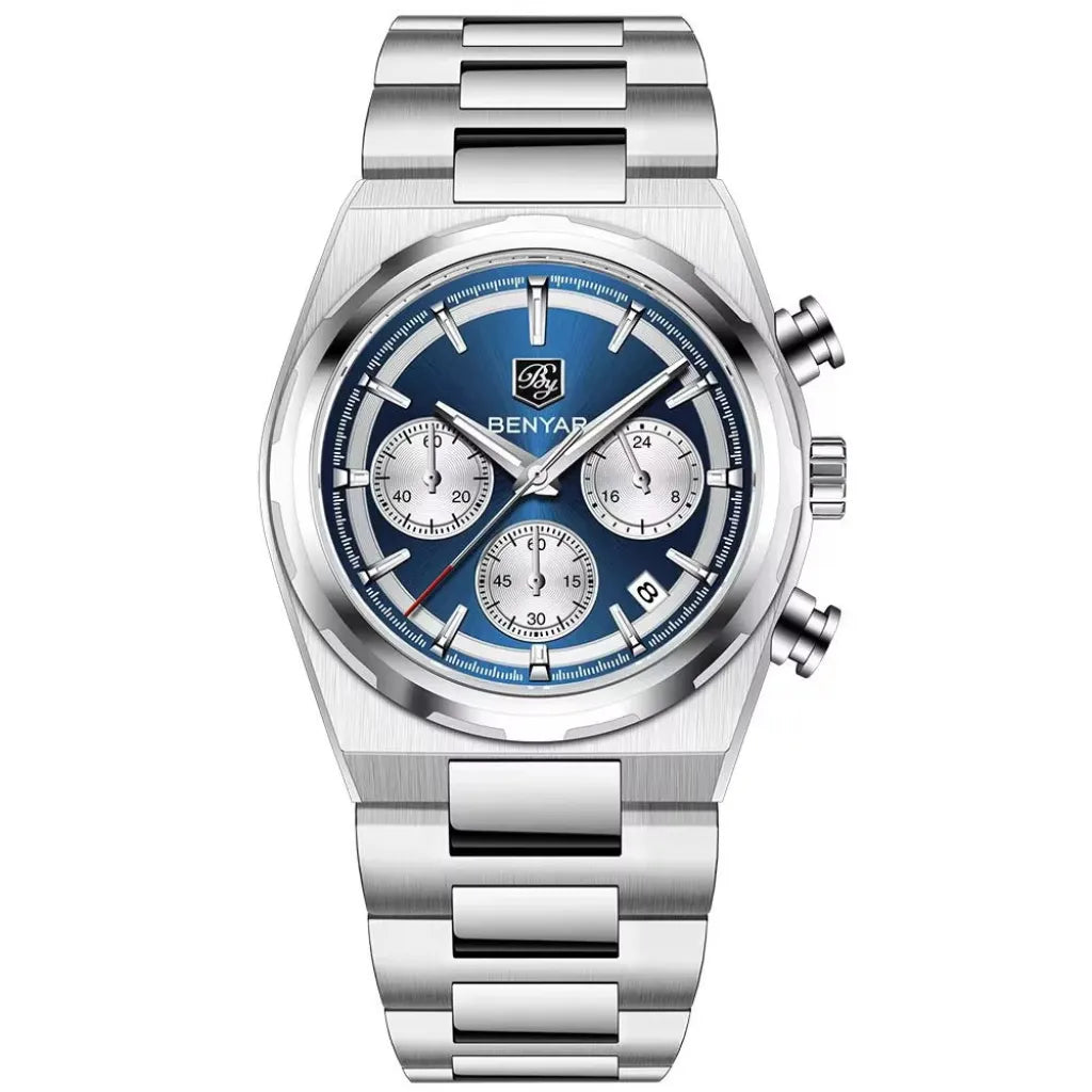 Relógio Prata Masculino Benyar™ Cronógrafo