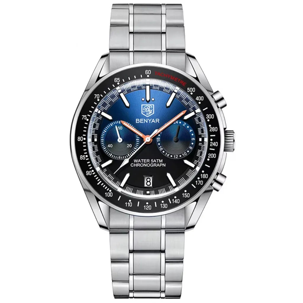 Relógio Prata Masculino Benyar™ Sport Chronograph