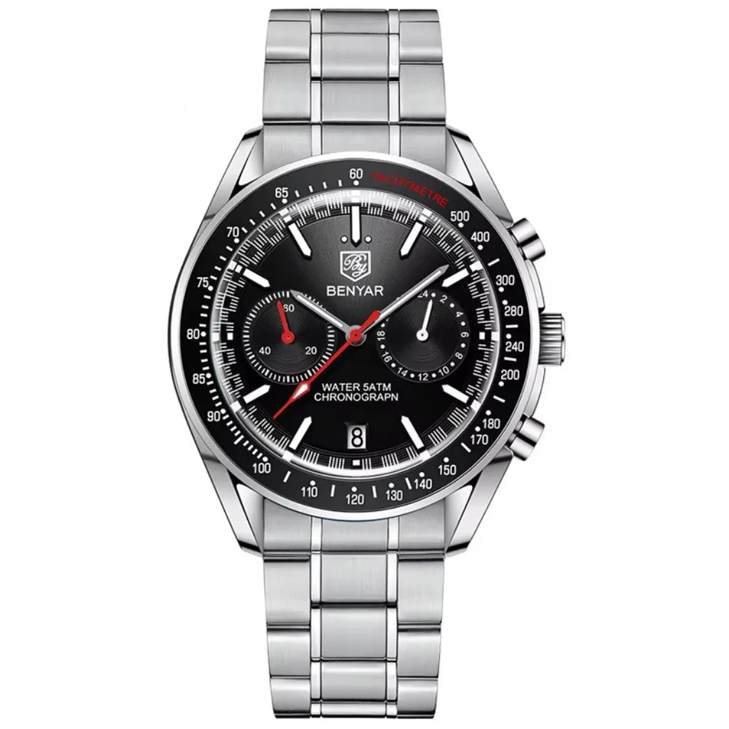 Relógio Prata Masculino Benyar™ Sport Chronograph