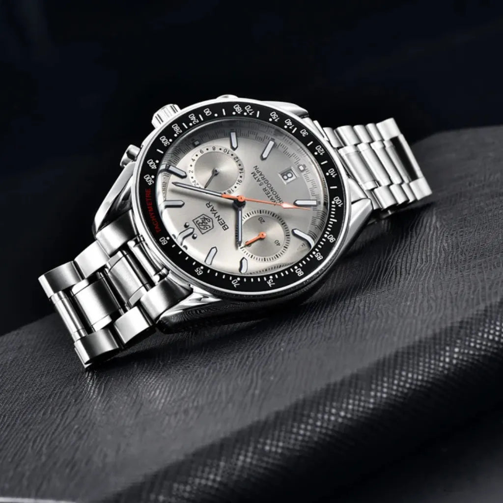 Relógio Prata Masculino Benyar™ Sport Chronograph
