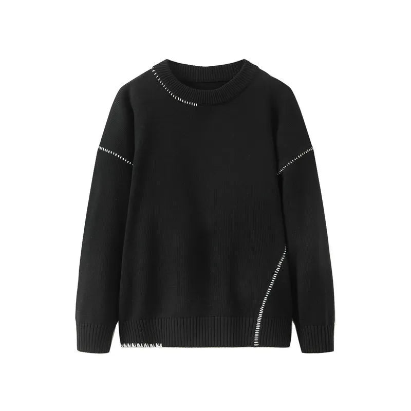 suéter masculino, suéter masculino com costura decorativa, suéter de tricô masculino, suéter moderno masculino, suéter masculino estiloso, suéter básico com detalhe, suéter casual masculino, suéter masculino com costura aparente, suéter masculino gola careca, suéter leve masculino, suéter masculino para meia estação, suéter confortável masculino, suéter masculino diferenciado, suéter masculino com acabamento premium, roupa masculina de frio, suéter masculino para trabalho, suéter masculino elegante, suéter
